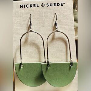 Women’s Nickel and Suede Meadow Green Isla Earrings NWT